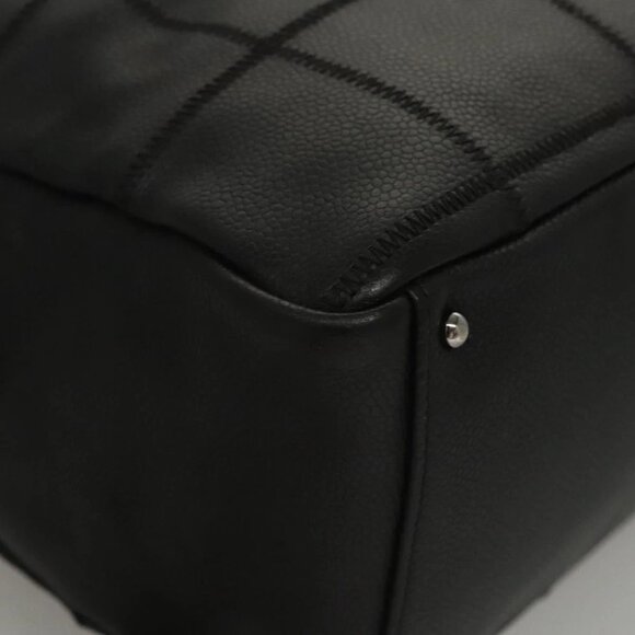 CHANEL Choco Bar Line Shoulder Bag Calf Skin Black CC Auth 117397 - Picture 10 of 15